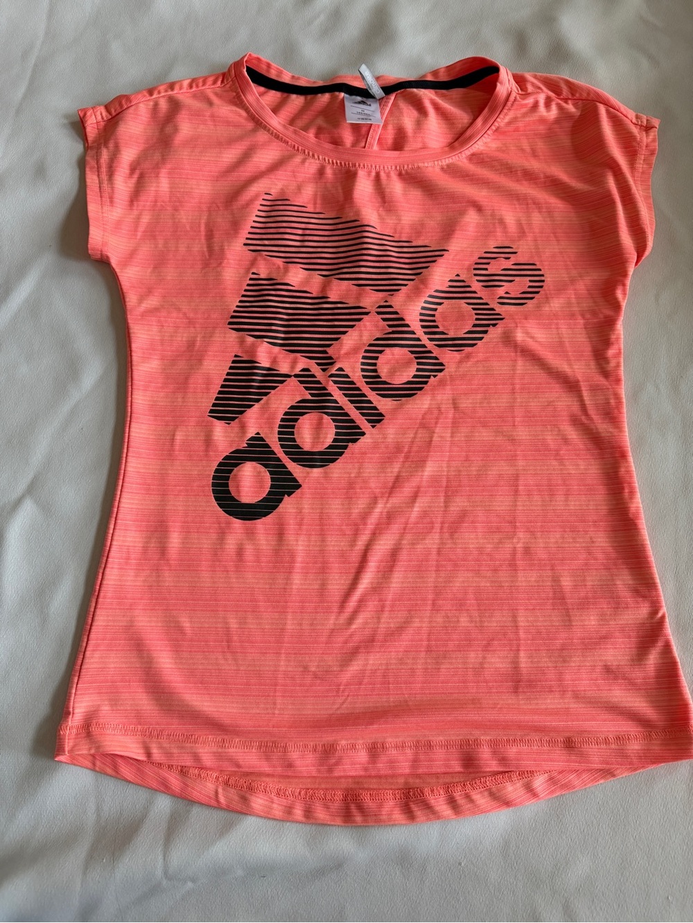 Adidas Coral Pink Active Tee with Bold Logo